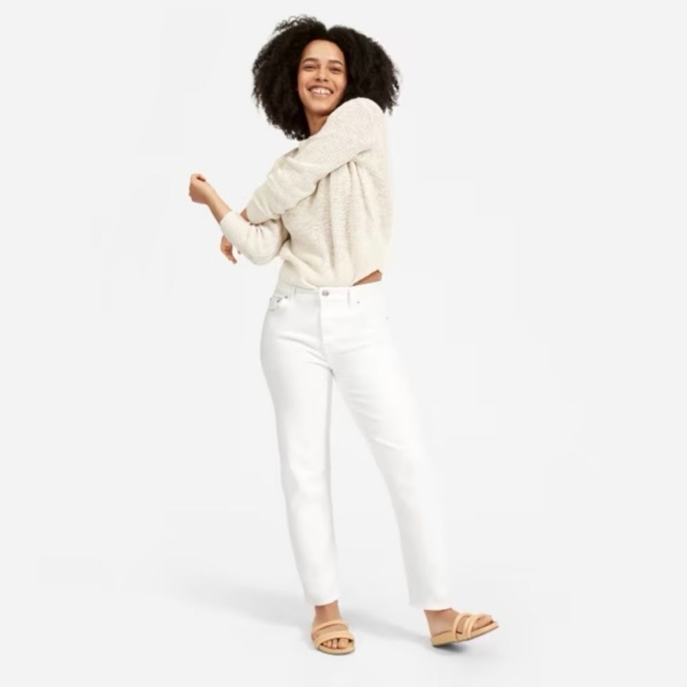 Everlane High Rise Summer Cotton Jeans Bone‎ Crop Pants sz 26 NWT Vintage Insp